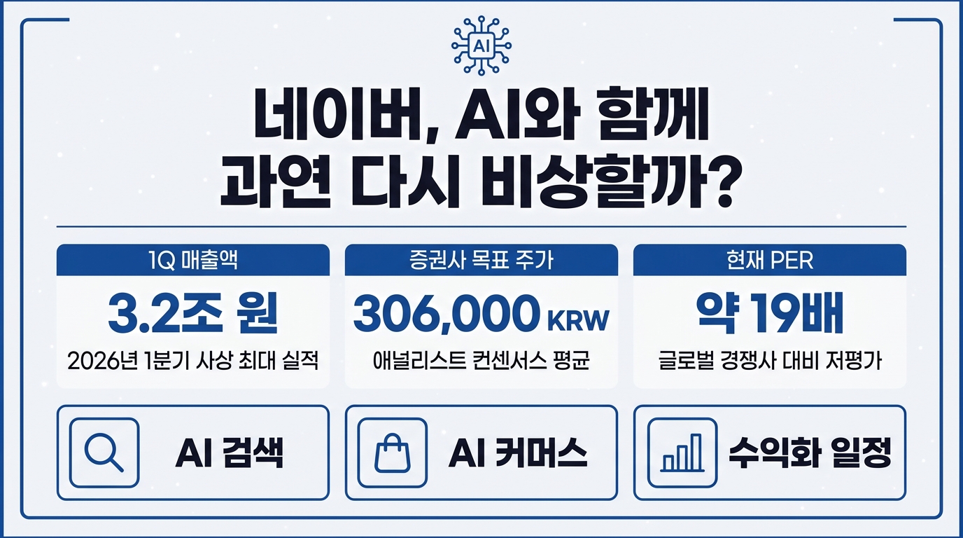 네이버 AI 주가 전망 2026 수익화 일정과 목표주가 분석 인포그래픽