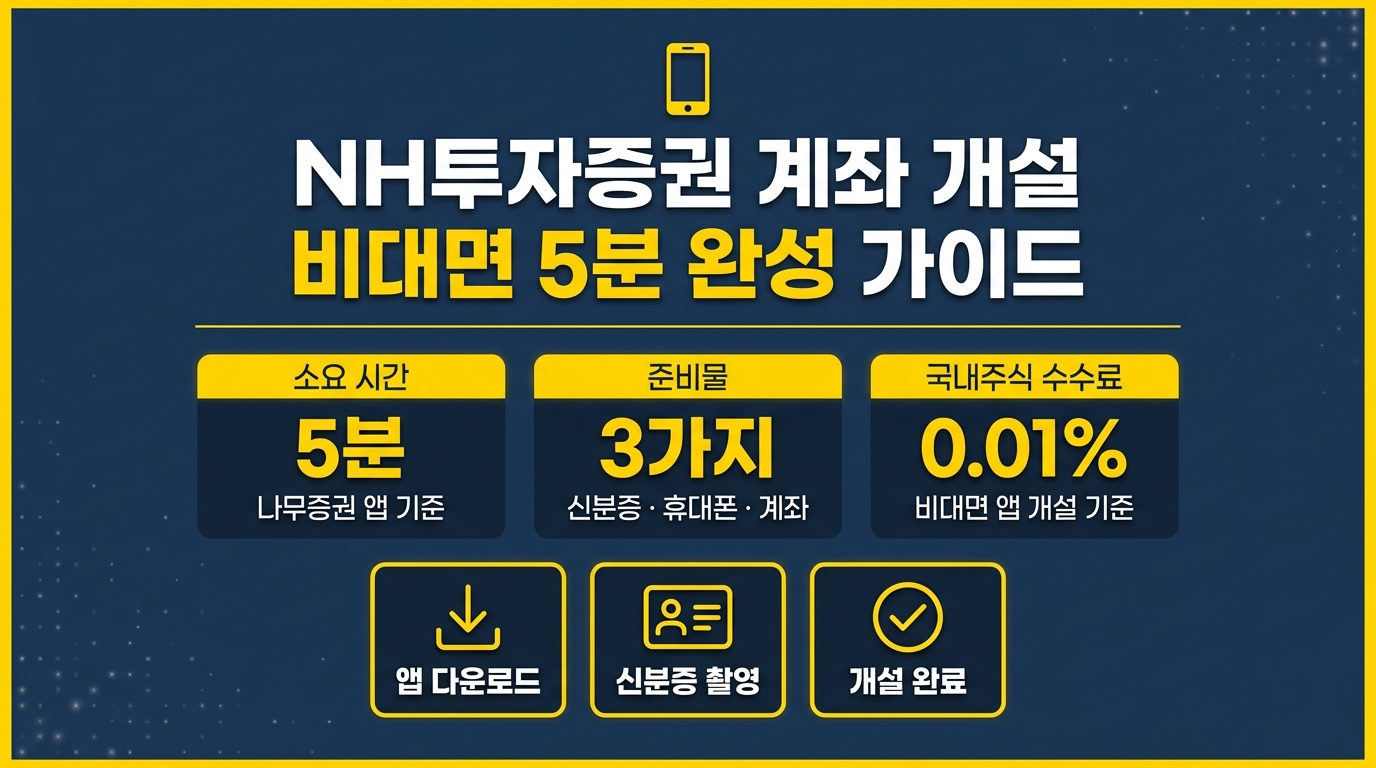 NH투자증권 계좌 개설 비대면 5분 완성 가이드 준비물 수수료
