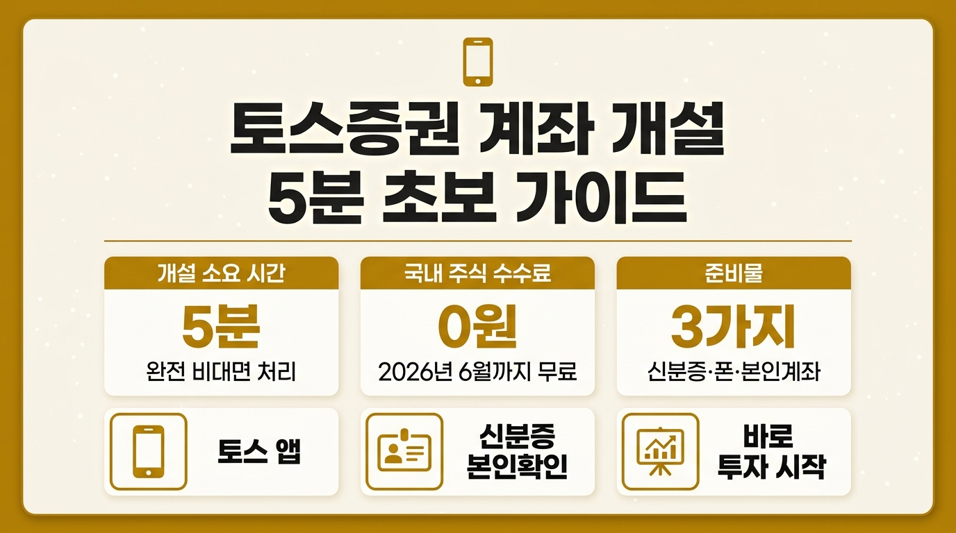 토스증권 계좌 개설 방법 5분 완성 초보자 가이드 인포그래픽