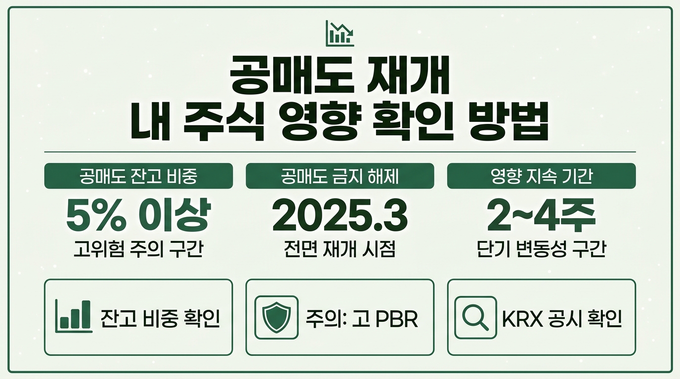 공매도 재개 이후 종목별 영향 확인법과 잔고비율 기준 정리 인포그래픽