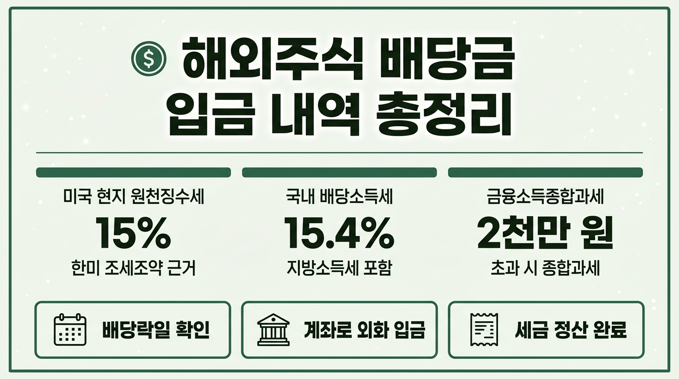 해외주식 배당금 받는 방법 계좌 입금 절차 및 세금 정리