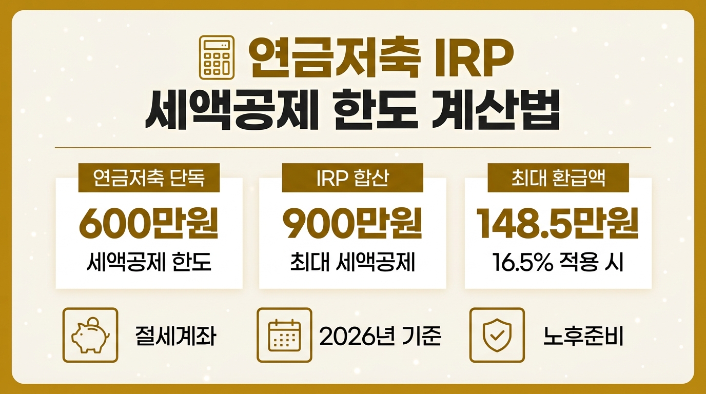 연금저축 IRP 세액공제 한도 인포그래픽 – 600만원·900만원 공제 한도와 환급액 정리