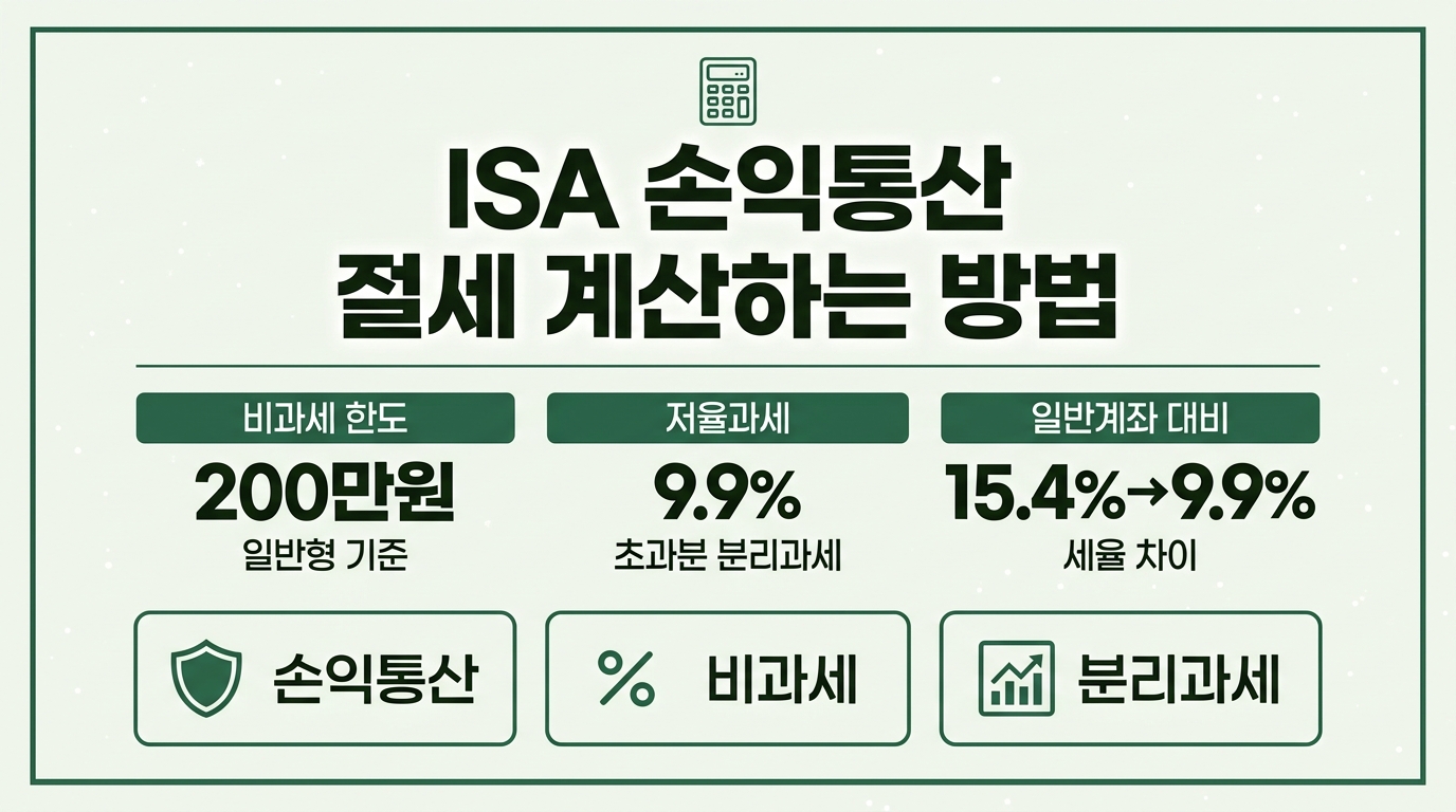 ISA 손익통산 절세 계산 방법 비과세 한도
