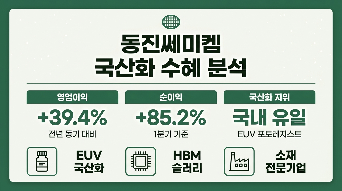 동진쎄미켐 EUV 포토레지스트 국산화 수혜 1분기 실적 인포그래픽