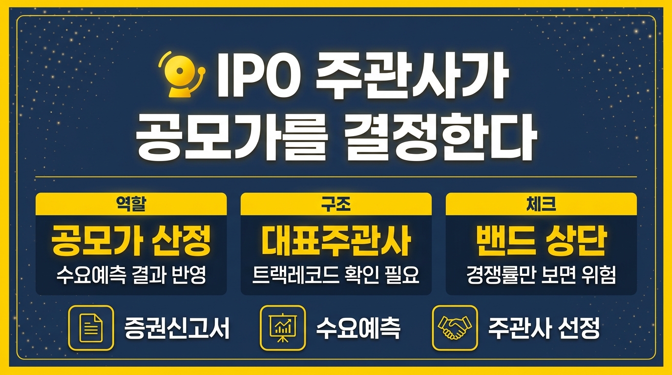 IPO 주관사 공모가 결정 구조 인포그래픽