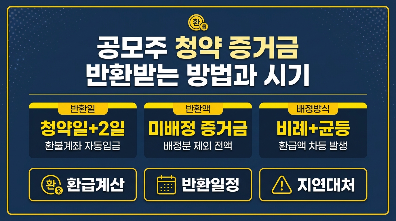 공모주 청약 증거금 반환 방법과 반환일 안내 인포그래픽
