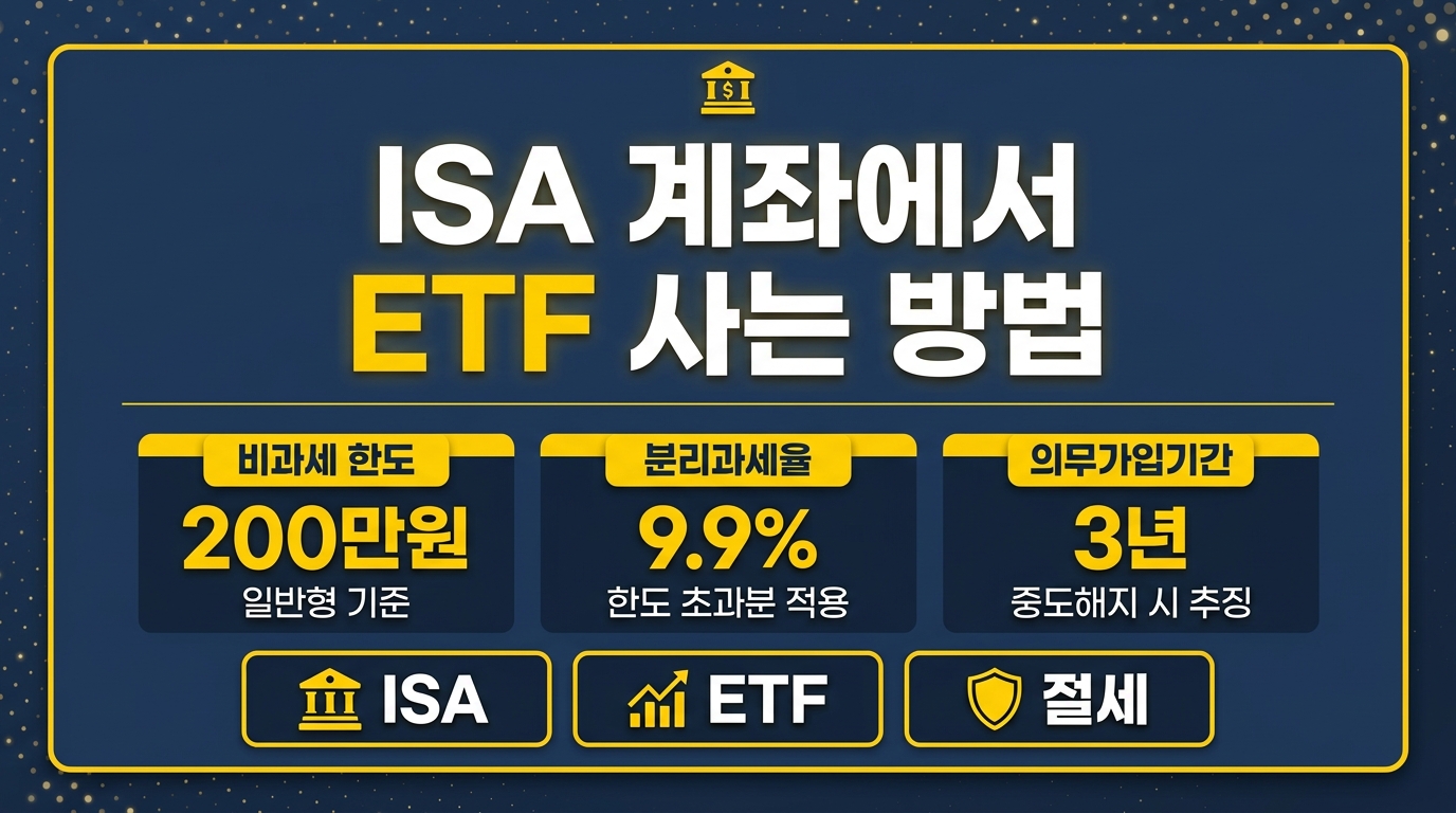 ISA 계좌 ETF 매수 방법과 비과세 200만원 분리과세 9.9% 세금 정리 인포그래픽