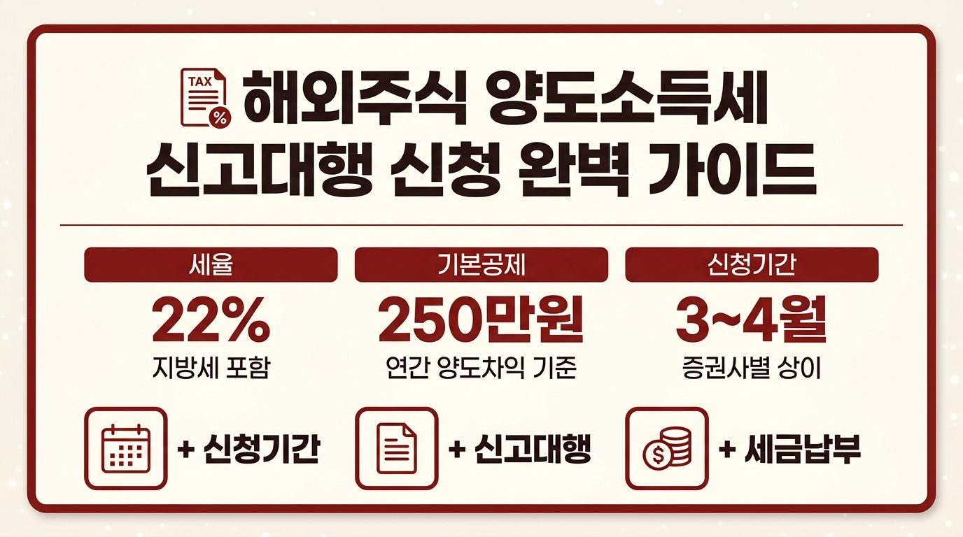 해외주식 양도소득세 신고대행 신청 방법 안내 인포그래픽