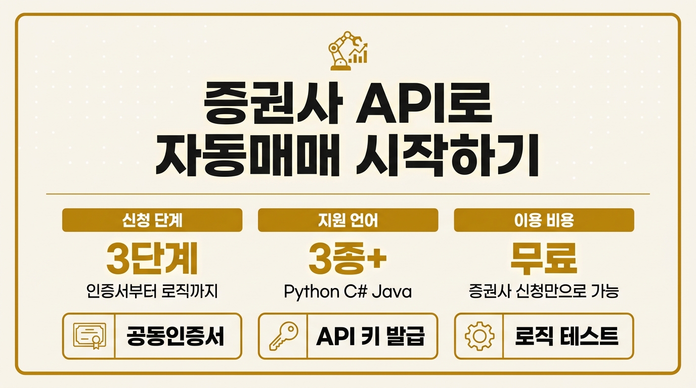 증권사 API 자동매매 방법 신청 절차 안내 인포그래픽