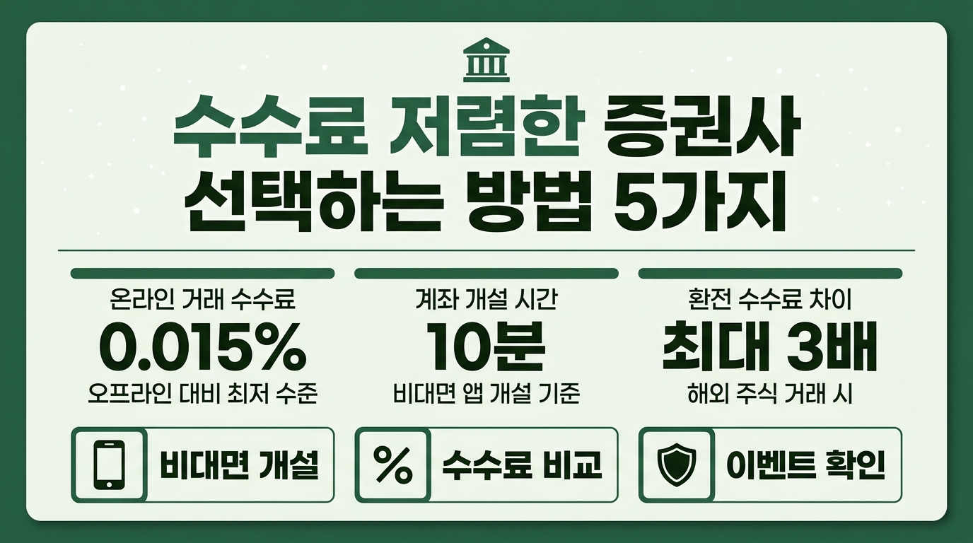 증권사 수수료 비교 인포그래픽 초보 투자자 계좌 개설 가이드