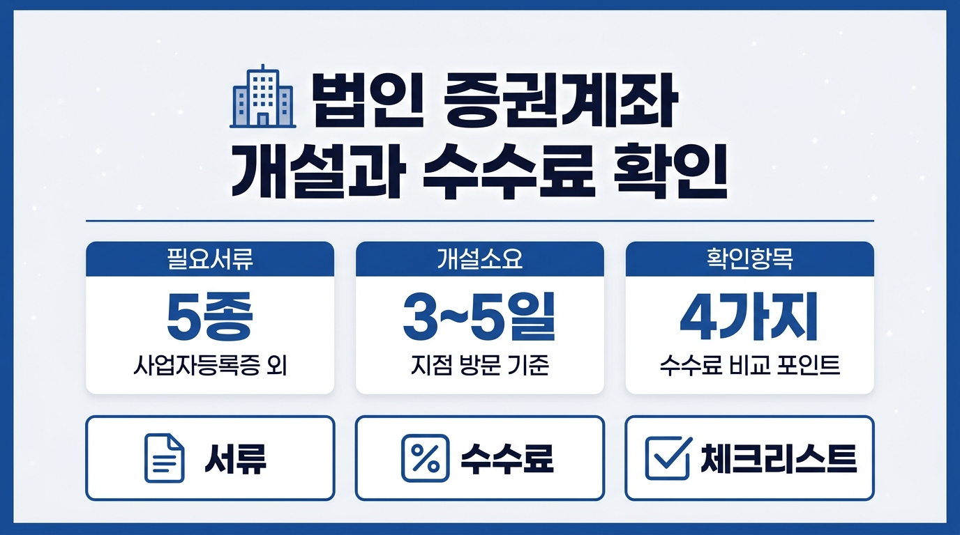 법인 증권계좌 개설 수수료 확인 방법 인포그래픽