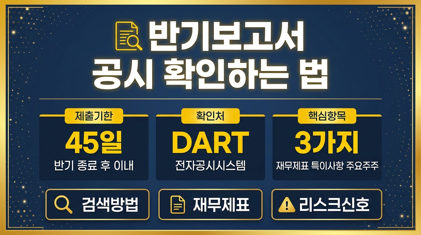 반기보고서 공시 확인 방법과 DART 검색 절차 안내 인포그래픽