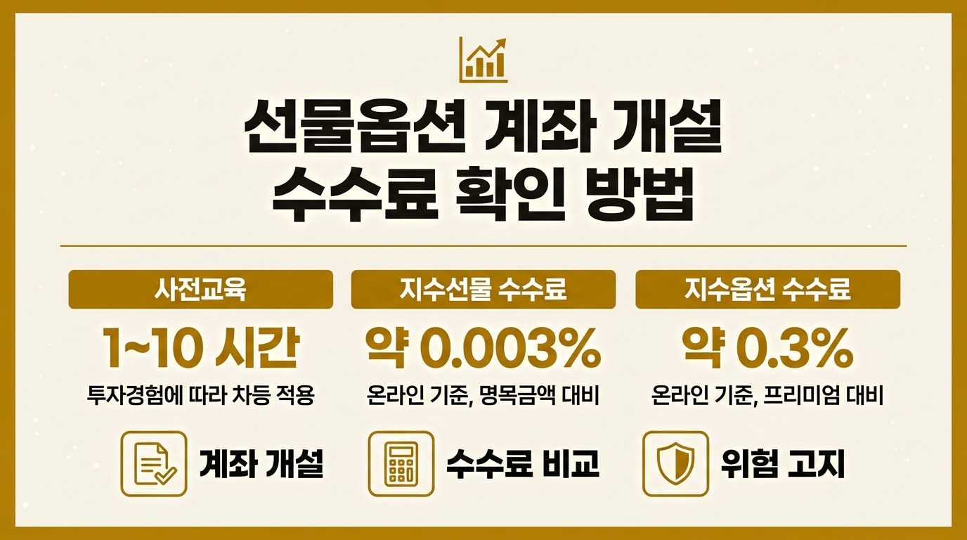 선물옵션 계좌 개설 수수료 확인 방법 안내 인포그래픽