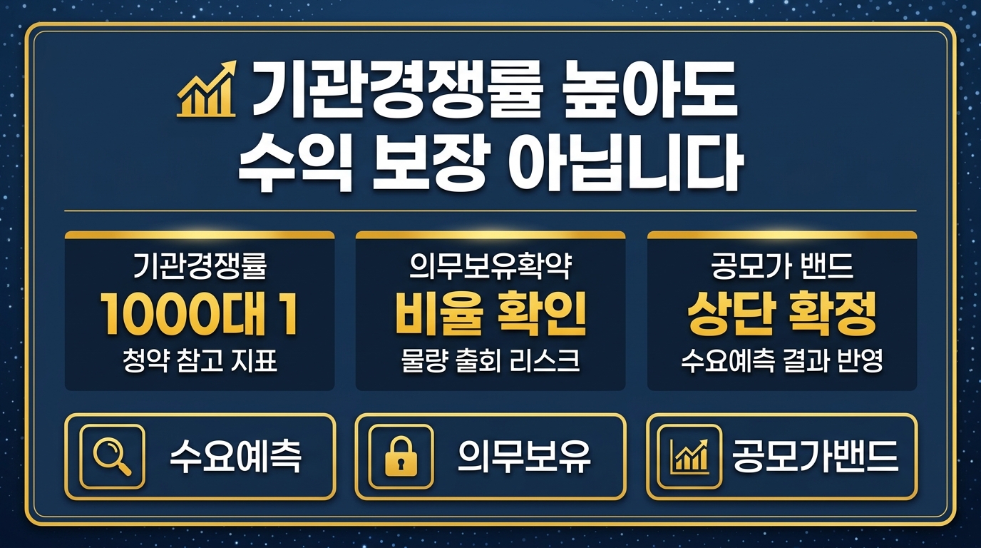 기관경쟁률 공모주 수요예측 상장 수익률 분석 인포그래픽
