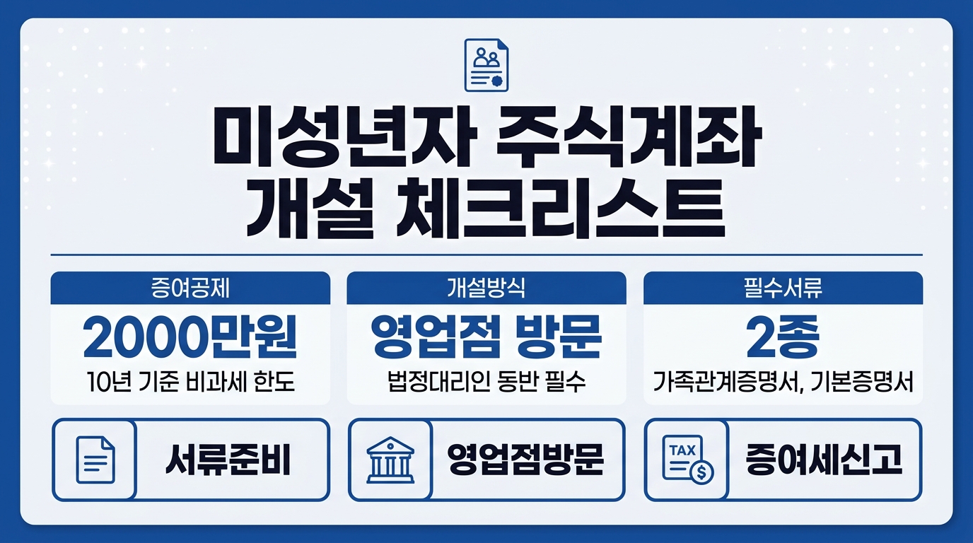 미성년자 주식계좌 개설 서류와 증여세 한도 체크리스트