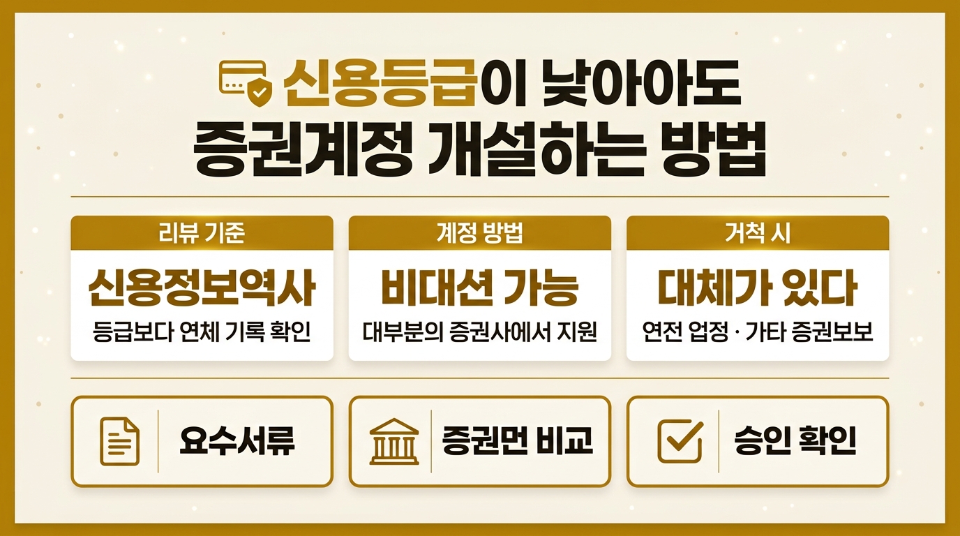 신용등급 낮을 때 증권계좌 개설하는 법 인포그래픽