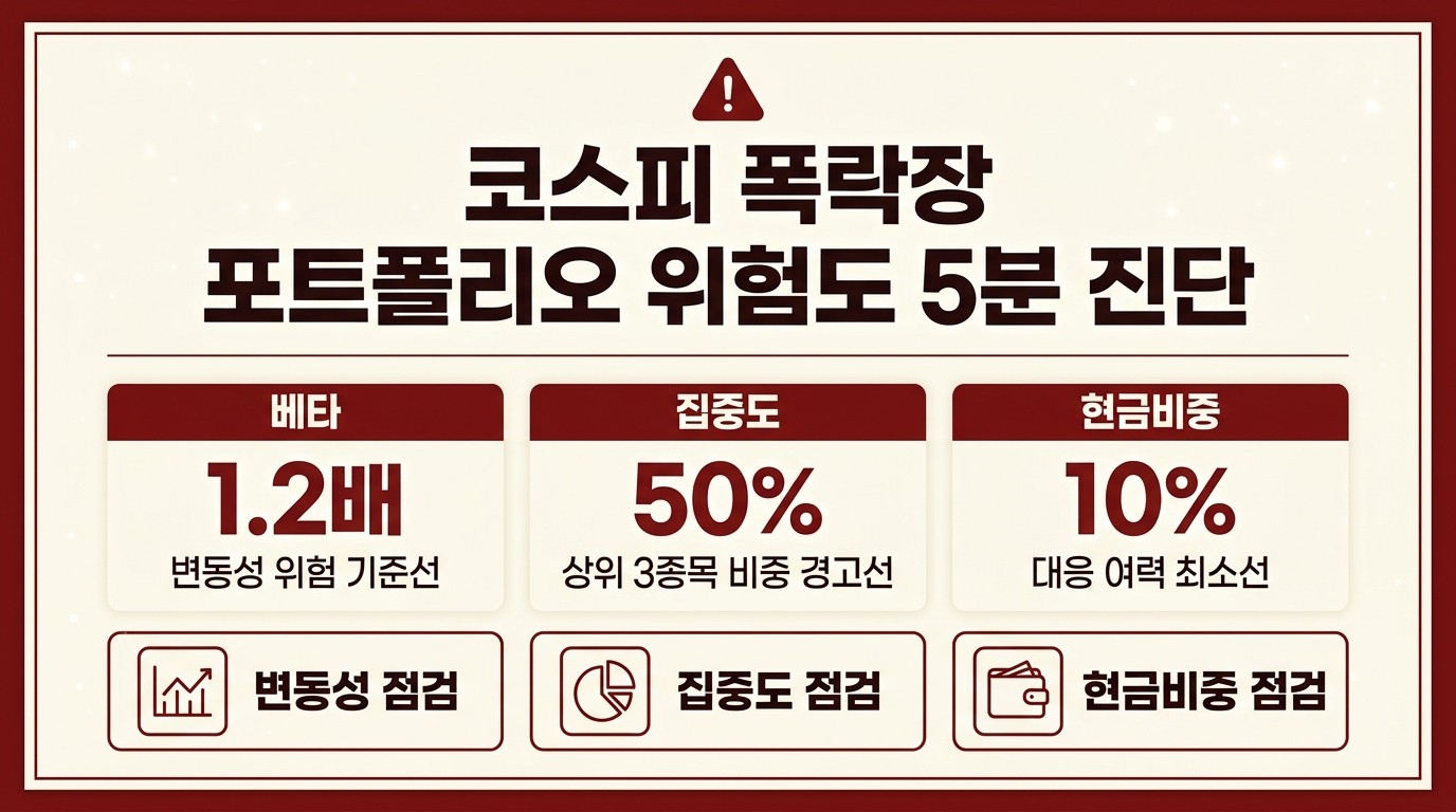 코스피 폭락장 포트폴리오 위험도 5분 진단 인포그래픽