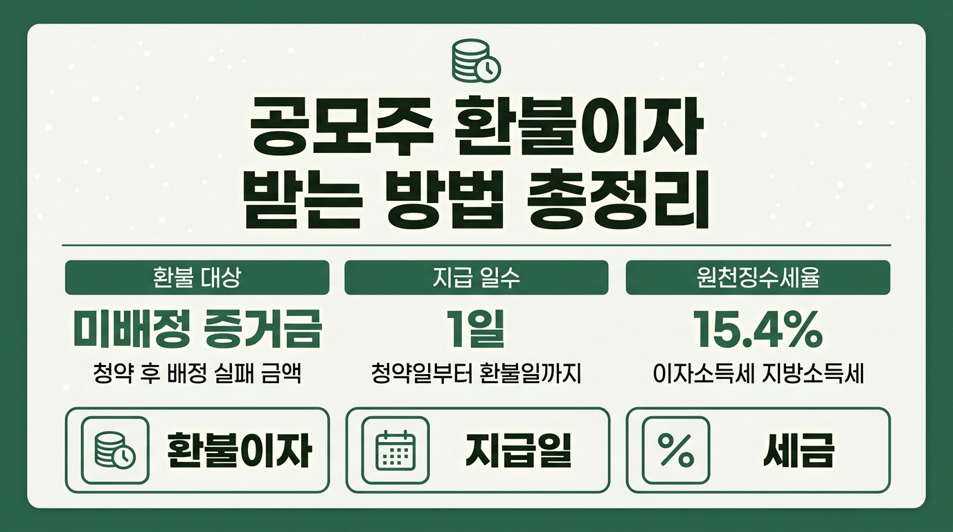 공모주 환불이자 받는 방법과 지급 기준 정리 인포그래픽