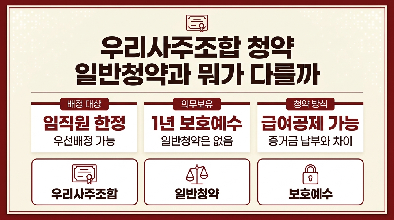 우리사주조합청약과 일반청약 배정방식 차이 비교 인포그래픽