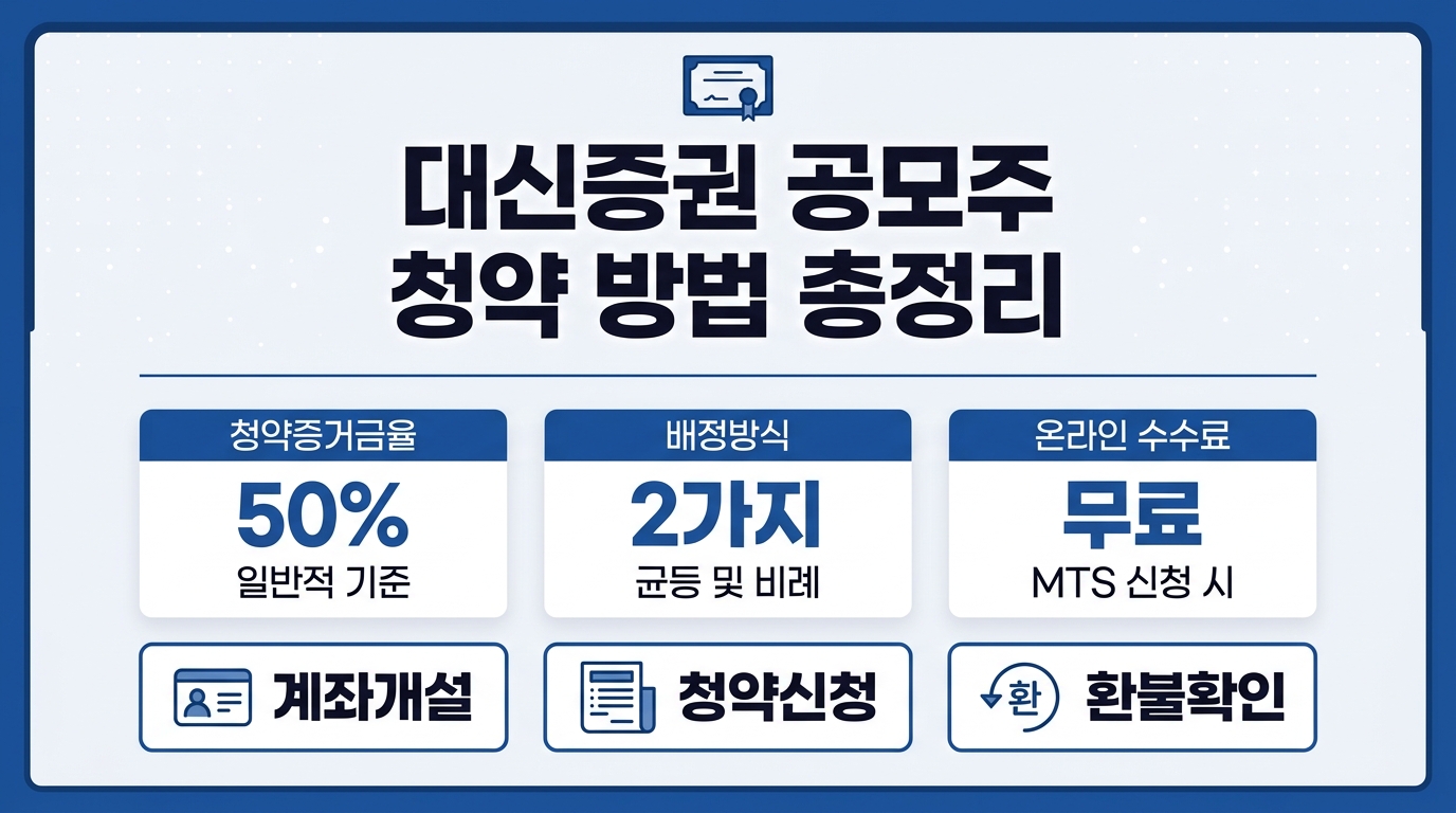 대신증권 공모주 청약 방법 신청 절차 안내 인포그래픽