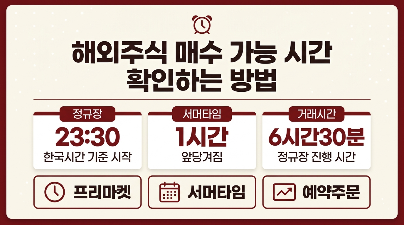 해외주식 매수 가능 시간 확인하는 방법 정규장 서머타임 안내