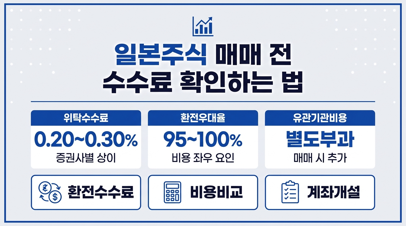 일본주식 매매 수수료 확인하는 법 안내 인포그래픽