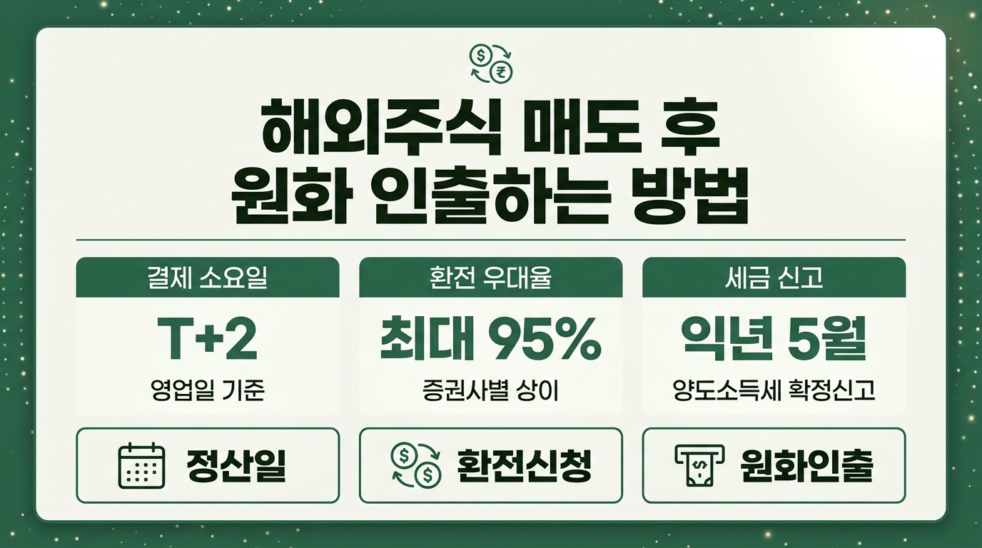 해외주식 매도 후 원화 인출하는 방법 안내 인포그래픽