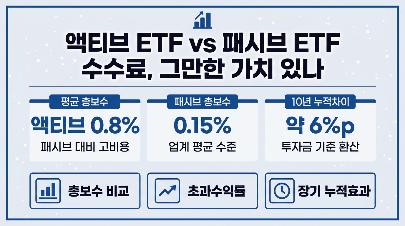 액티브 ETF 패시브 ETF 수수료 비교 인포그래픽 이미지