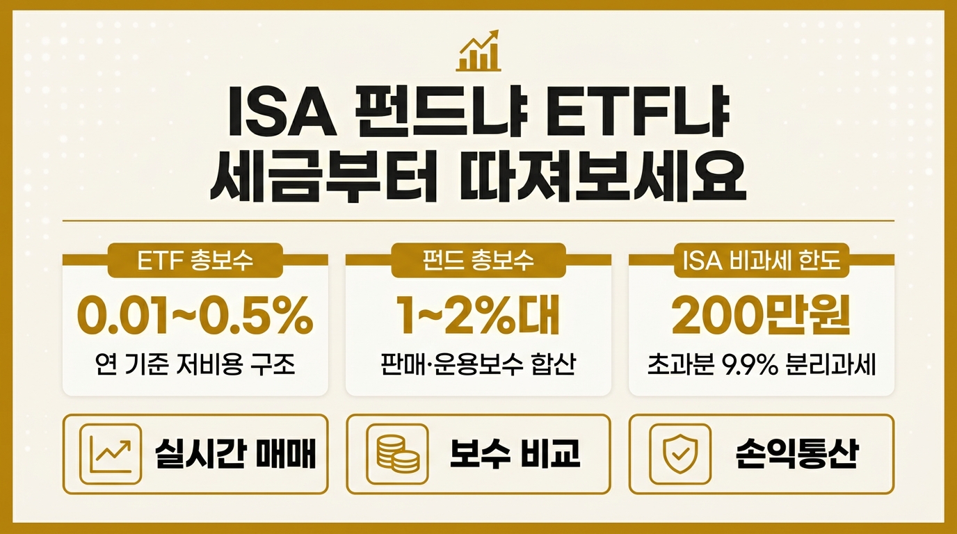 ISA 펀드 ETF 매수 세금 수수료 비교 인포그래픽