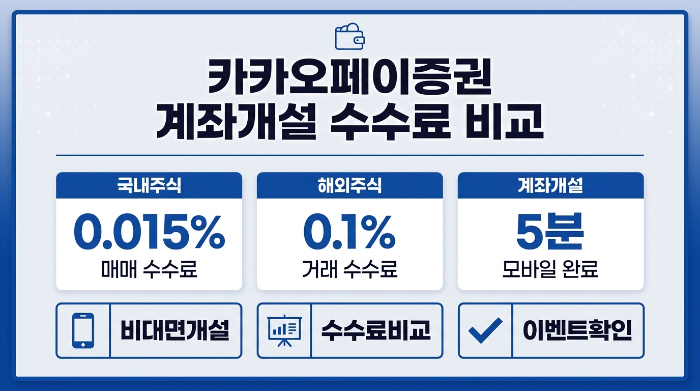 카카오페이증권 계좌개설 수수료 비교 국내 0.015% 해외 0.1%