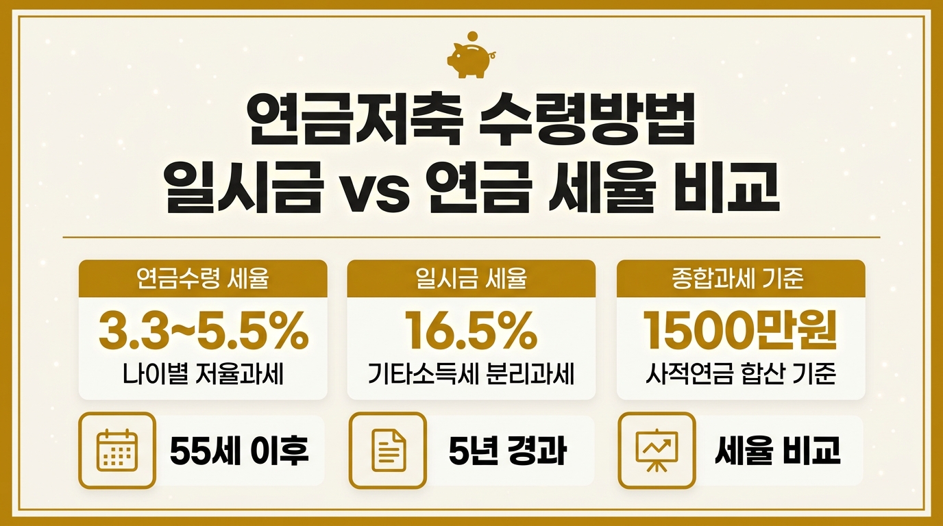 연금저축 수령방법 일시금과 연금 세율 비교 인포그래픽