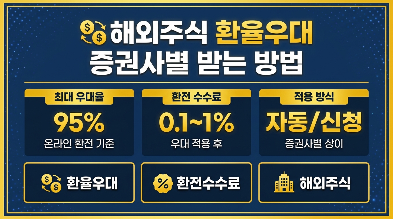 해외주식 환율우대 받는 방법 증권사별 비교 인포그래픽