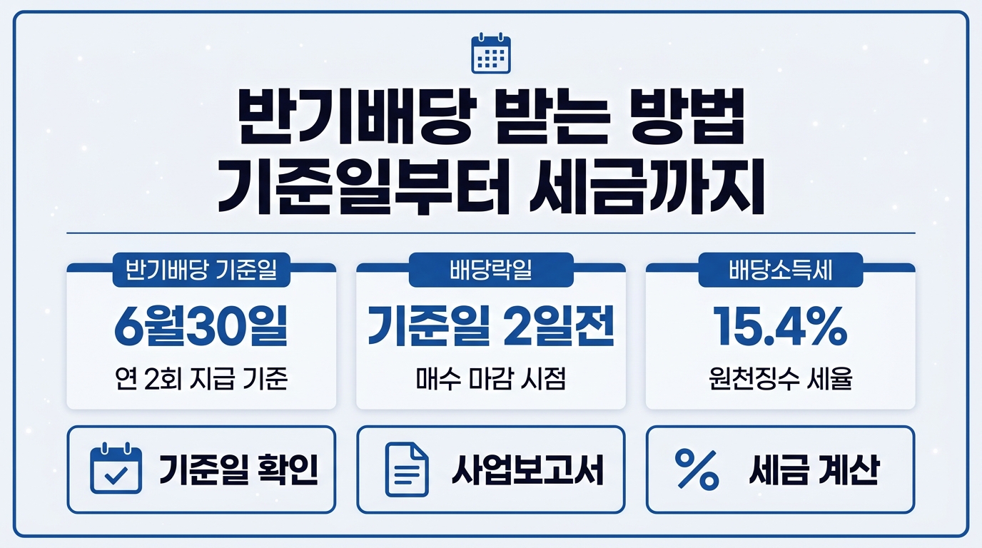 반기배당 받는 방법 기준일 세금 정리 인포그래픽