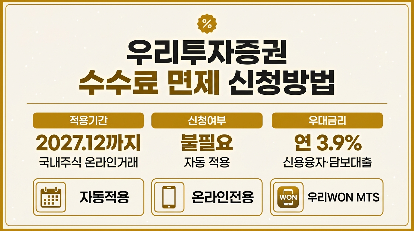 우리투자증권 수수료 면제 신청방법과 2027년까지 적용 기간 안내