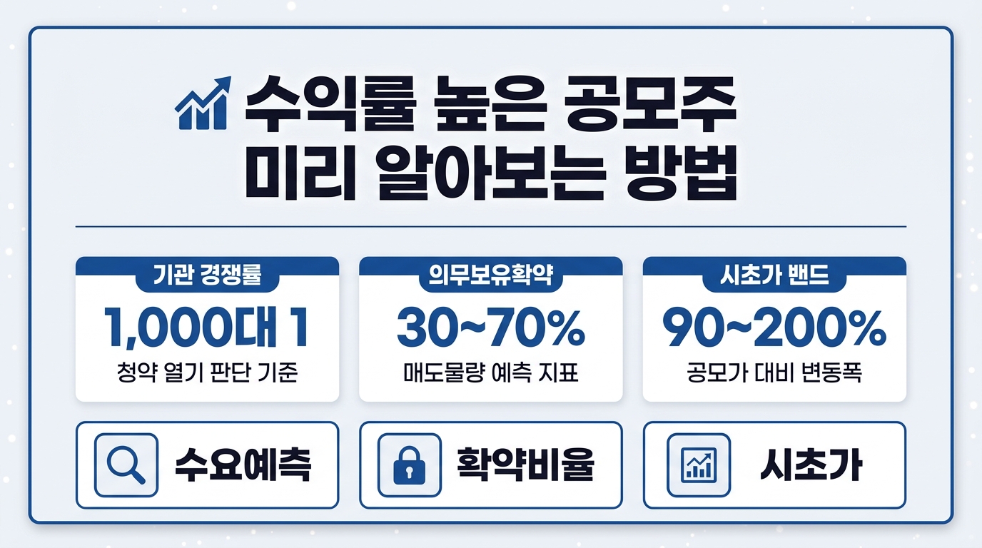 공모주 수익률 미리 예측하는 핵심 지표 인포그래픽