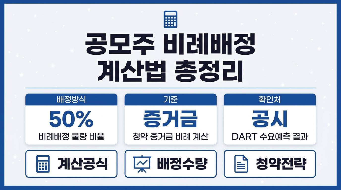 공모주 비례배정 계산 방법과 증거금 배정 공식 정리 인포그래픽
