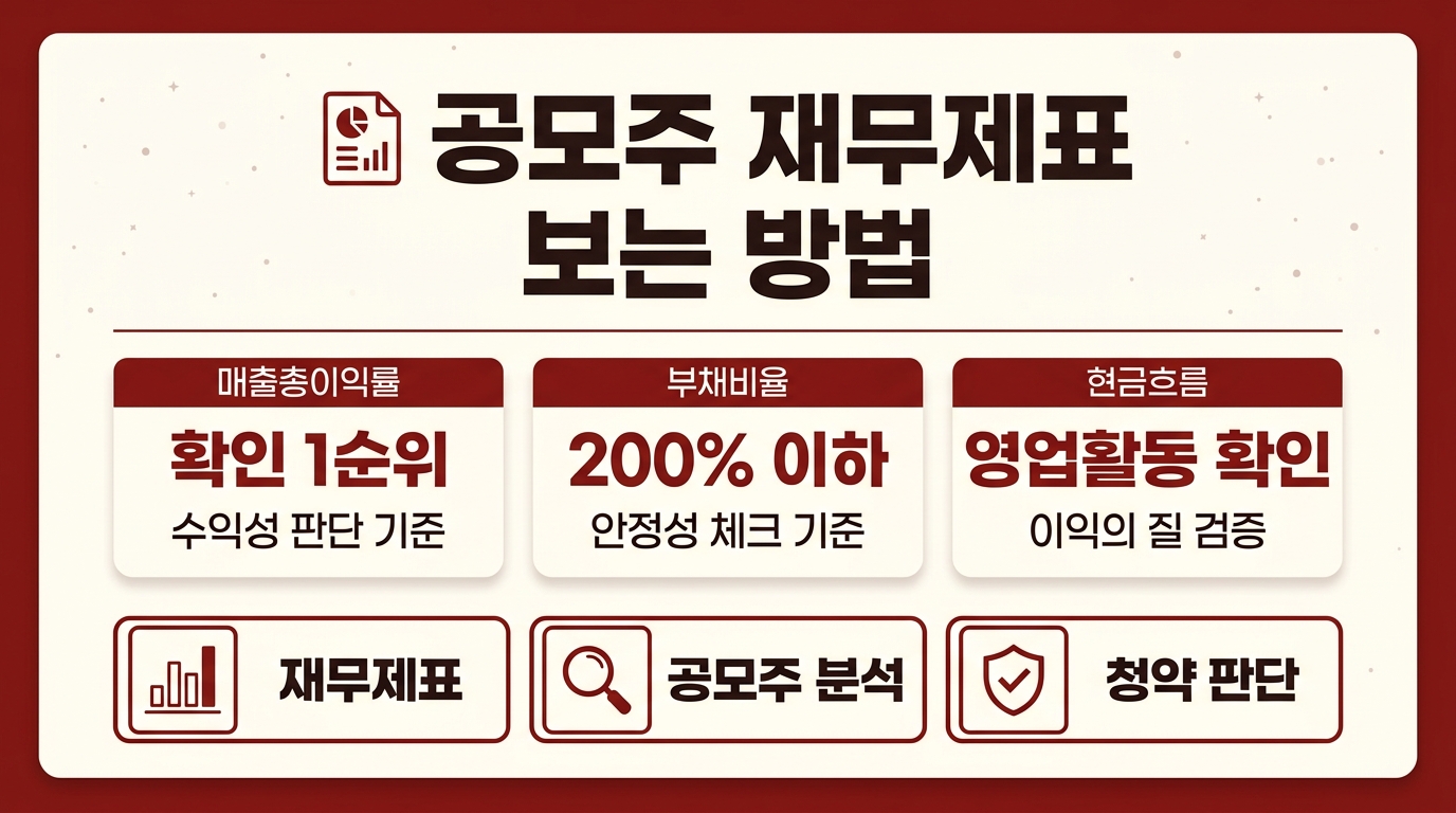 공모주 재무제표 분석 방법 체크리스트 인포그래픽