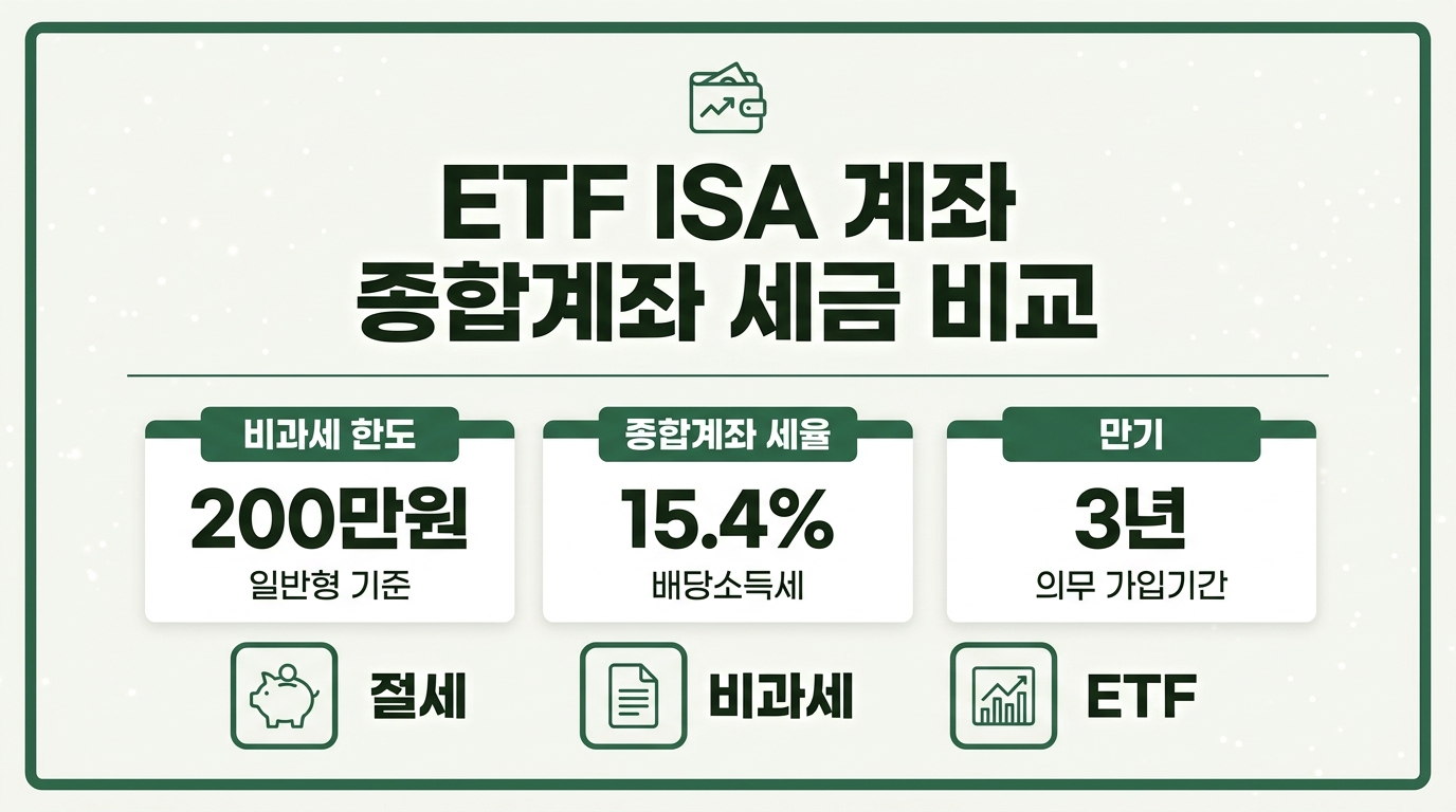 ETF ISA 계좌 종합계좌 세금 비교 인포그래픽