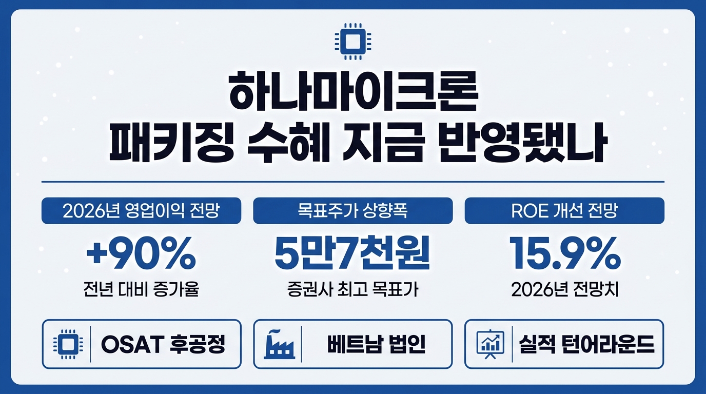하나마이크론 반도체 패키징 수혜 목표주가 상향 인포그래픽