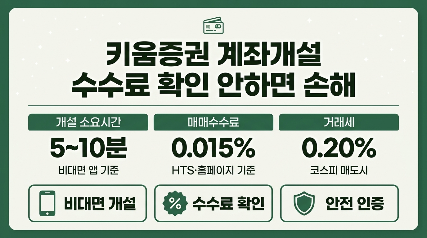 키움증권 계좌개설 수수료 확인 방법 인포그래픽