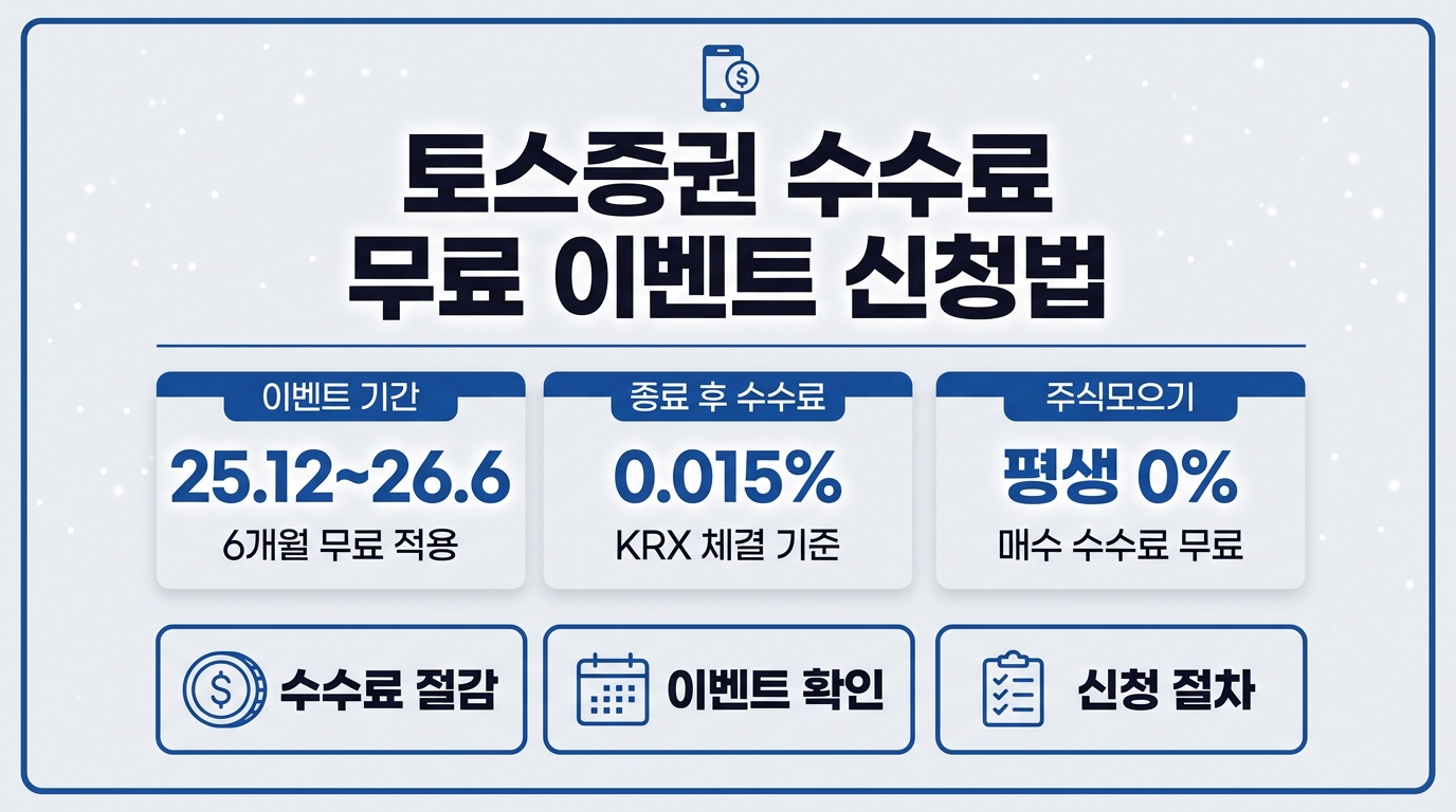 토스증권 수수료 무료 이벤트 신청 방법과 종료 후 수수료 안내 인포그래픽
