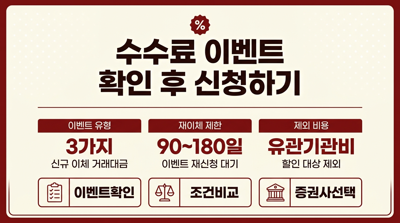 증권사 수수료 이벤트 확인 신청 조건 3가지 비교 인포그래픽