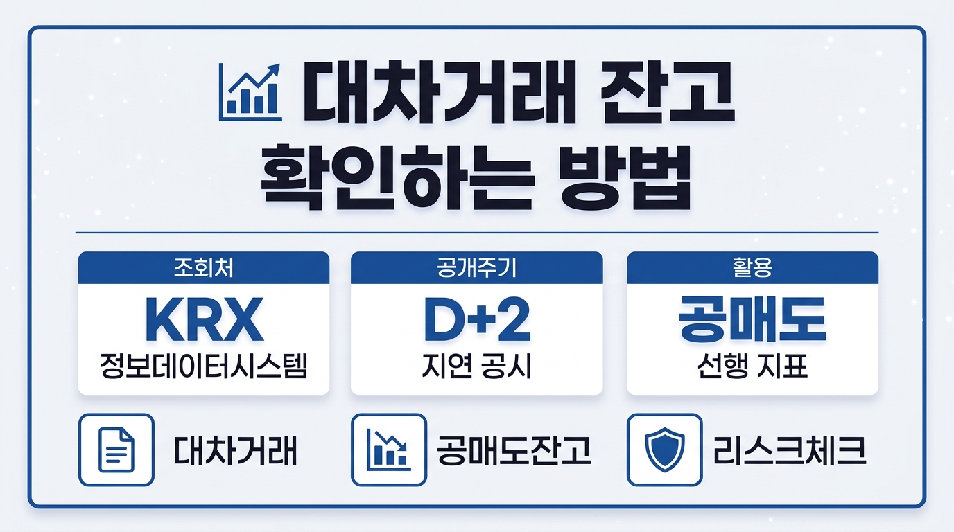 주식 대차거래 잔고 확인하는 방법을 보여주는 인포그래픽 이미지