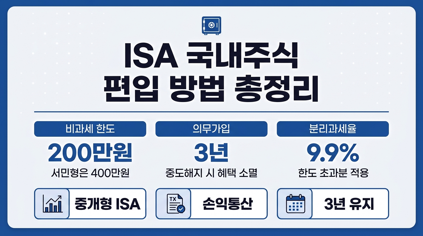 ISA 국내주식 편입 방법과 비과세 한도 세제 혜택 정리 인포그래픽