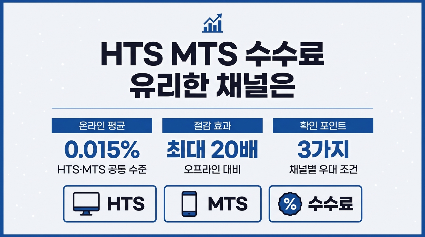 HTS MTS 수수료 비교 유리한 채널 안내 인포그래픽