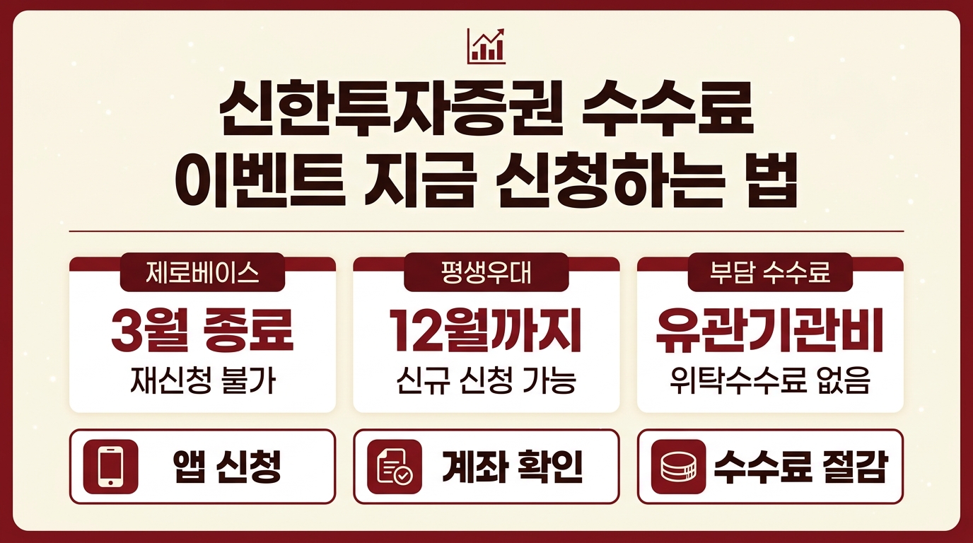 신한투자증권 수수료 이벤트 신청 방법 안내 인포그래픽