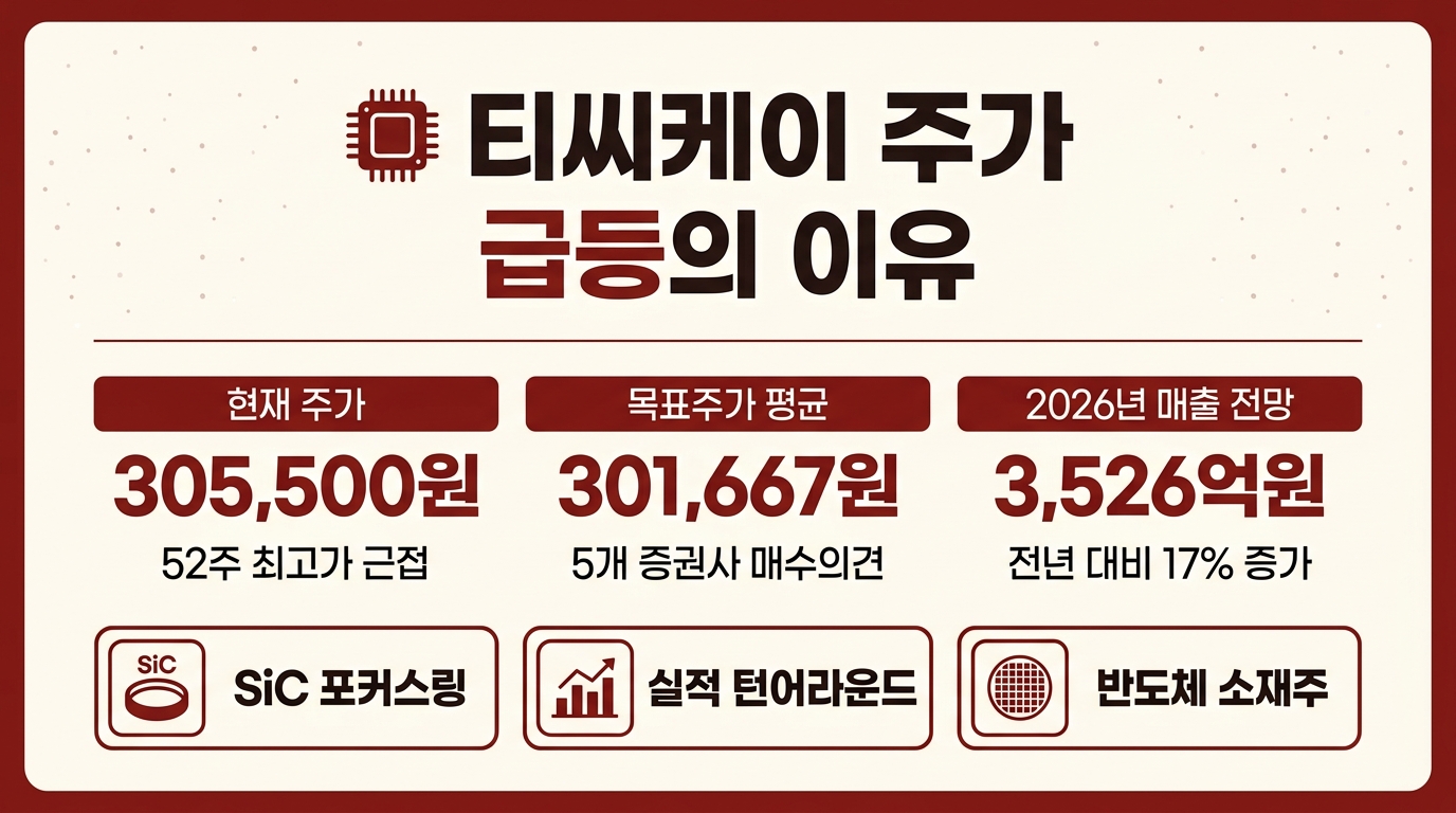 티씨케이 주가 급등과 반도체 소재주 투자 지표 인포그래픽