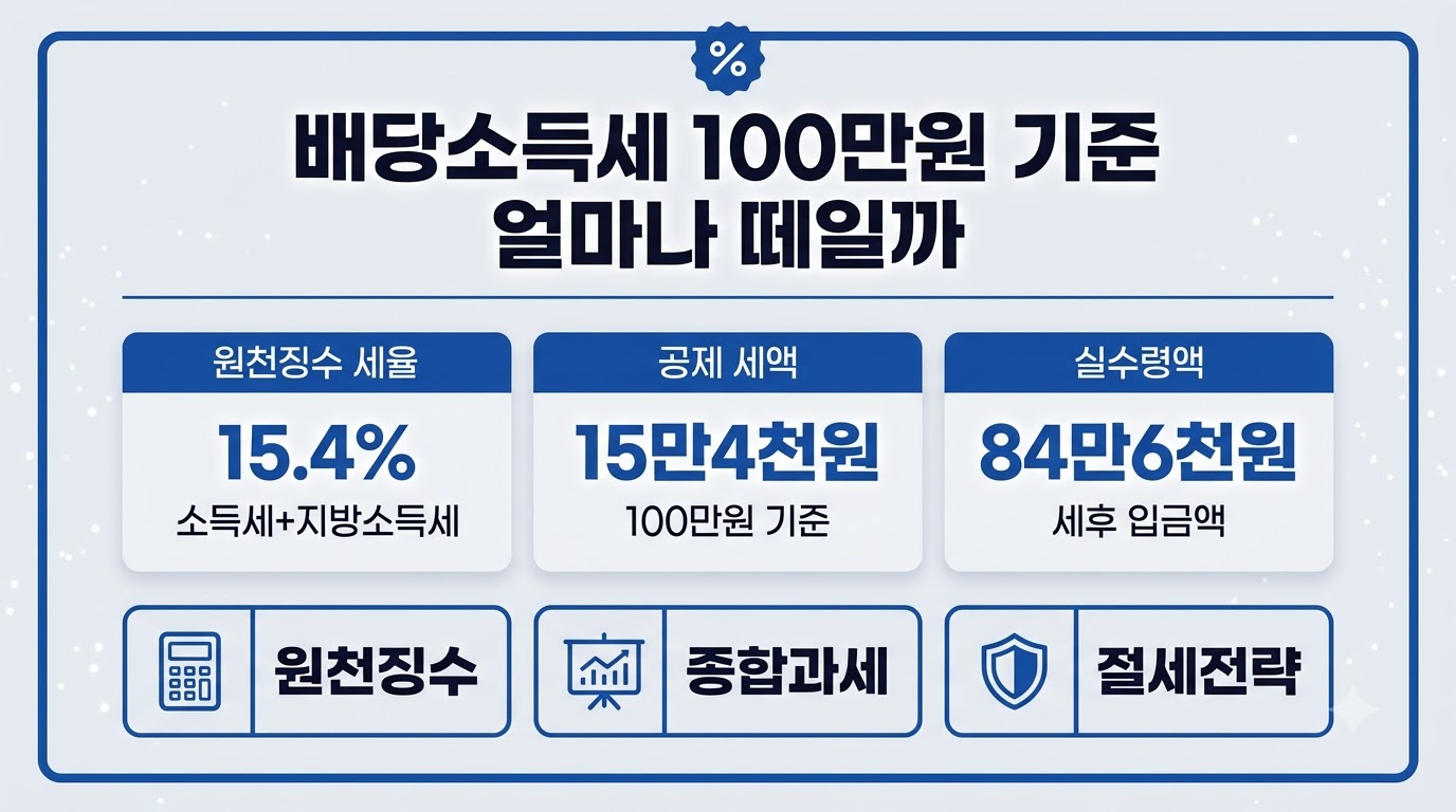 배당소득세 계산 배당금 100만원 원천징수 세율 15.4% 안내