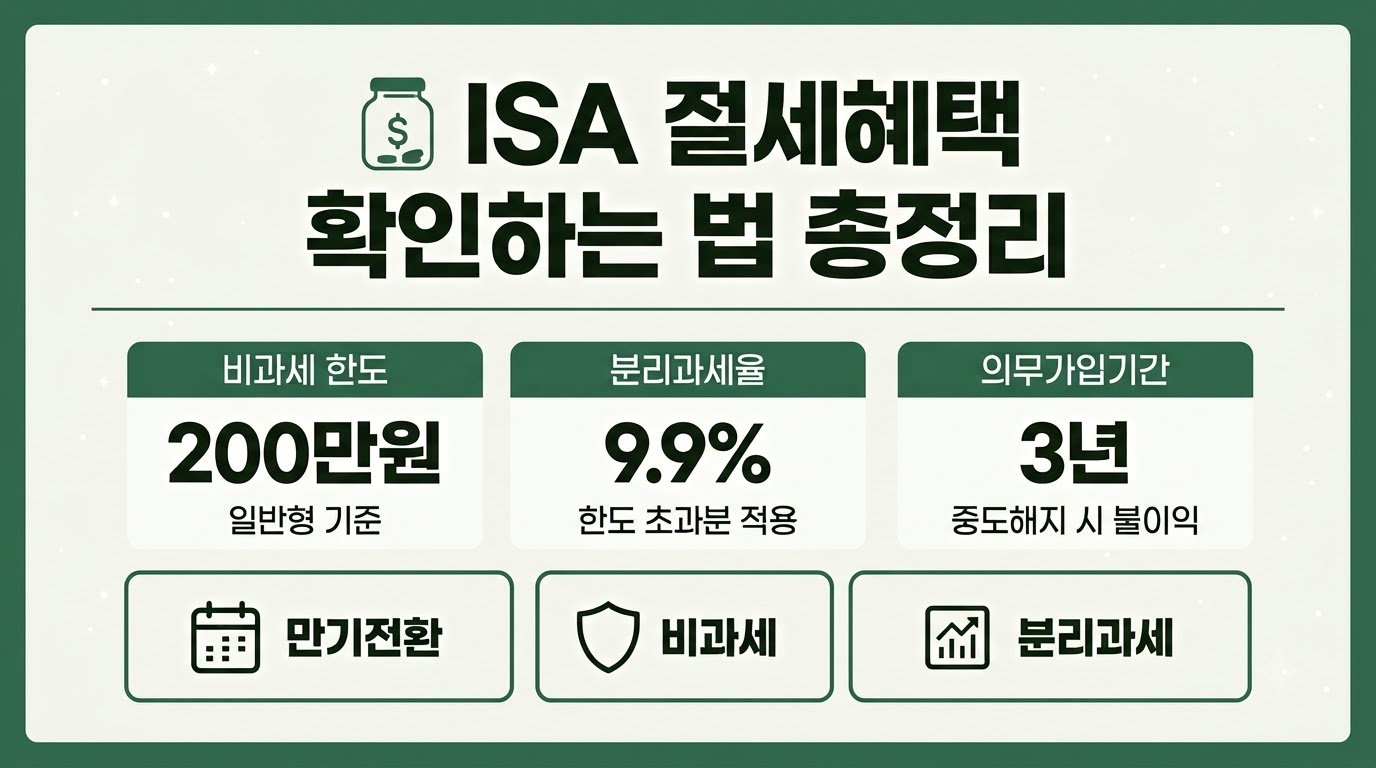 ISA 절세혜택 비과세 한도 분리과세 요약 인포그래픽