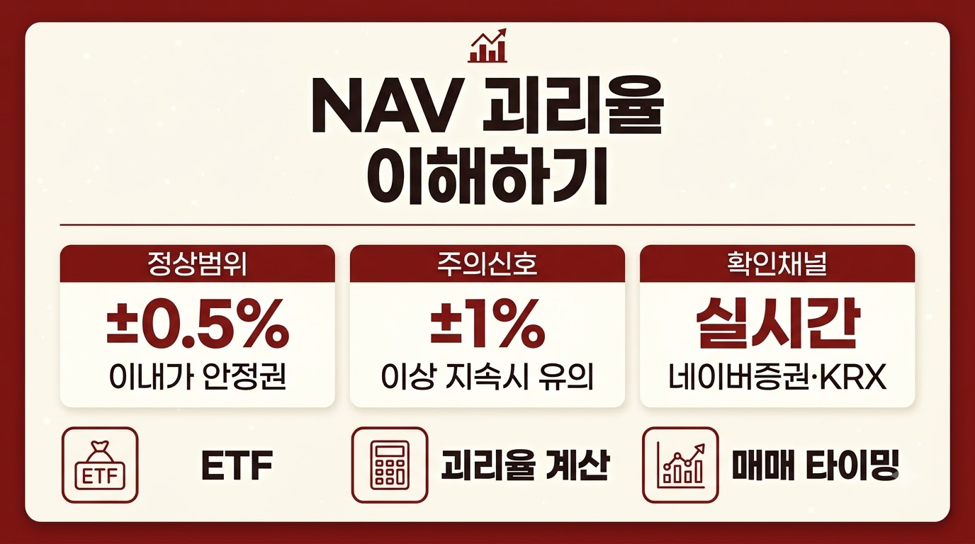 NAV 괴리율 이해하기 ETF 시장가격과 순자산가치 차이 인포그래픽